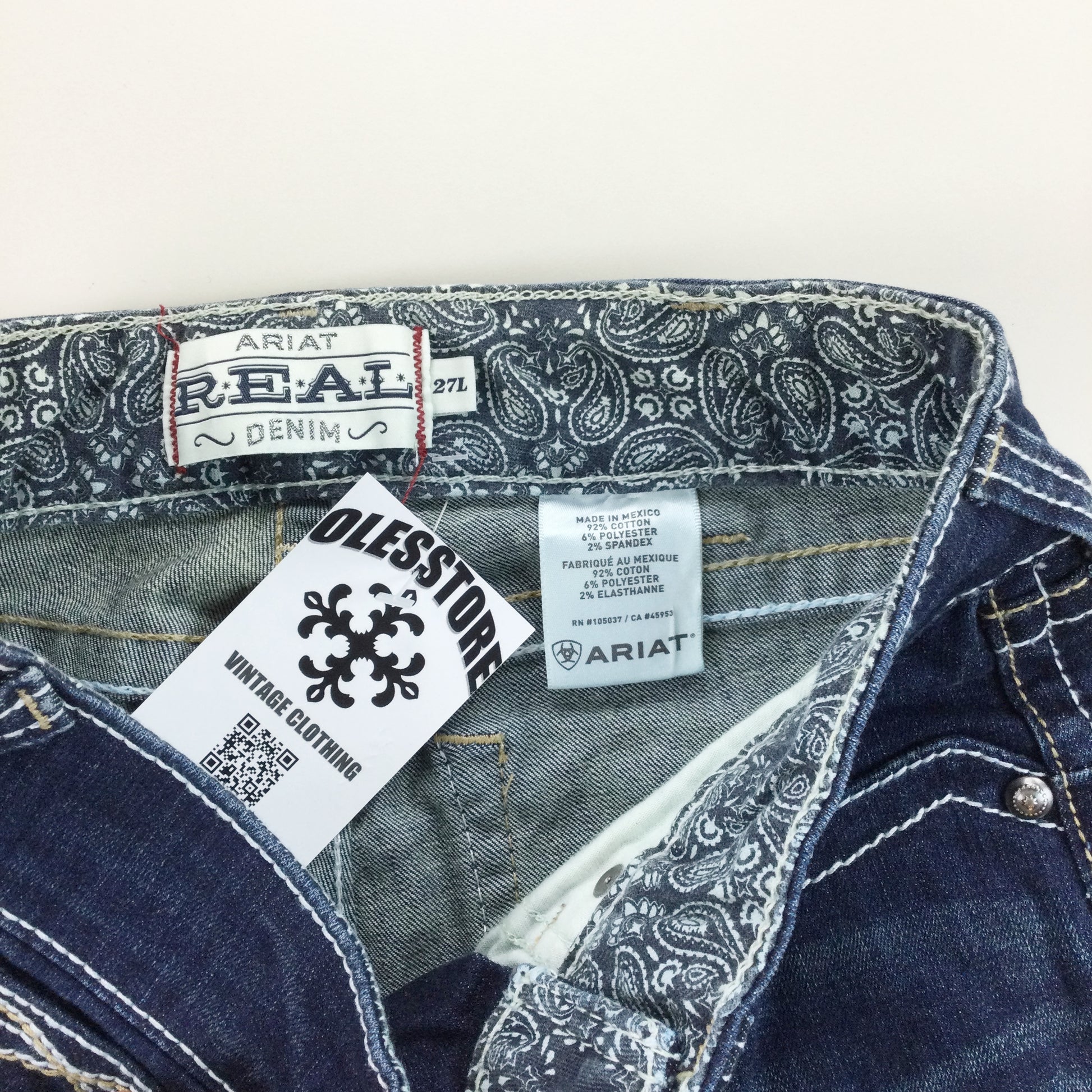 Ariat Real Deadstock 10014022 Denim Jeans - 27L-ARIAT REAL-olesstore-vintage-secondhand-shop-austria-österreich