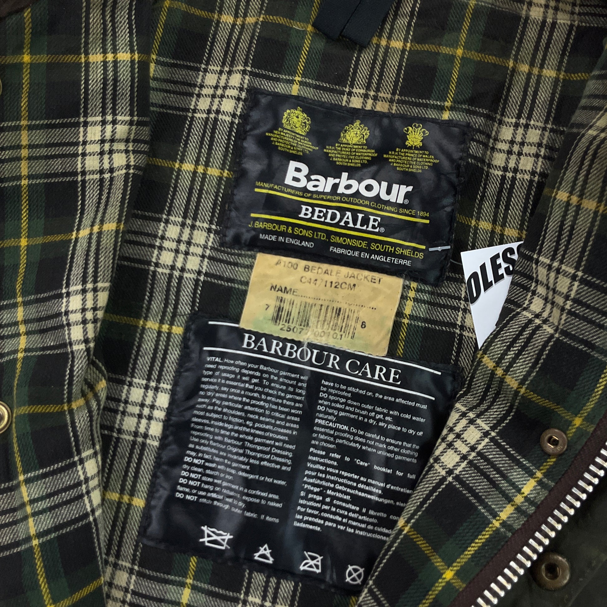 Barbour A100 Bedale Wax Jacket - C44/112cm-BARBOUR-olesstore-vintage-secondhand-shop-austria-österreich