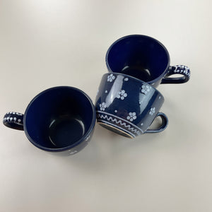 Gmundner Keramik Kaffeetasse 3x Set Dirndl Blau Ø9,5cm-Gmundner Keramik-olesstore-vintage-secondhand-shop-austria-österreich