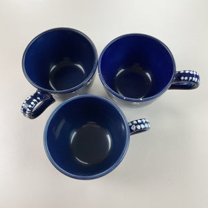 Gmundner Keramik Kaffeetasse 3x Set Dirndl Blau Ø9,5cm-Gmundner Keramik-olesstore-vintage-secondhand-shop-austria-österreich