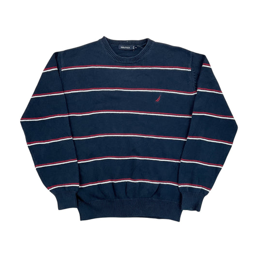 Nautica Striped Basic Sweatshirt - Medium-NAUTICA-olesstore-vintage-secondhand-shop-austria-österreich