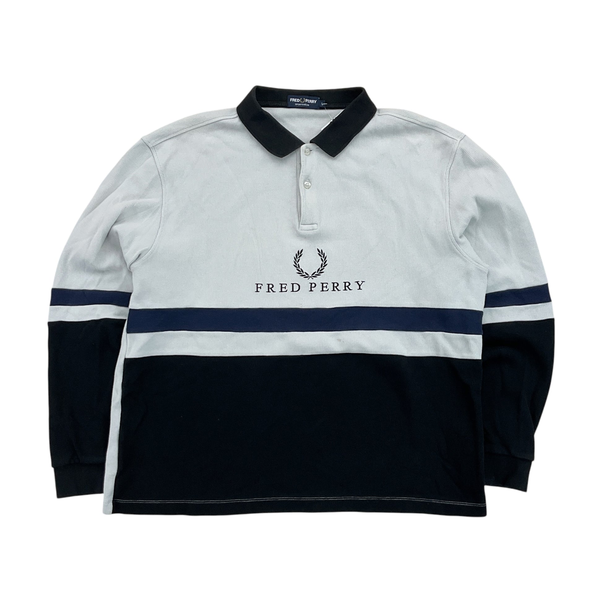 Fred Perry Spellout Polo Sweatshirt - Large-FRED PERRY-olesstore-vintage-secondhand-shop-austria-österreich