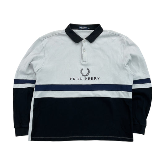 Fred Perry Spellout Polo Sweatshirt - Large-FRED PERRY-olesstore-vintage-secondhand-shop-austria-österreich