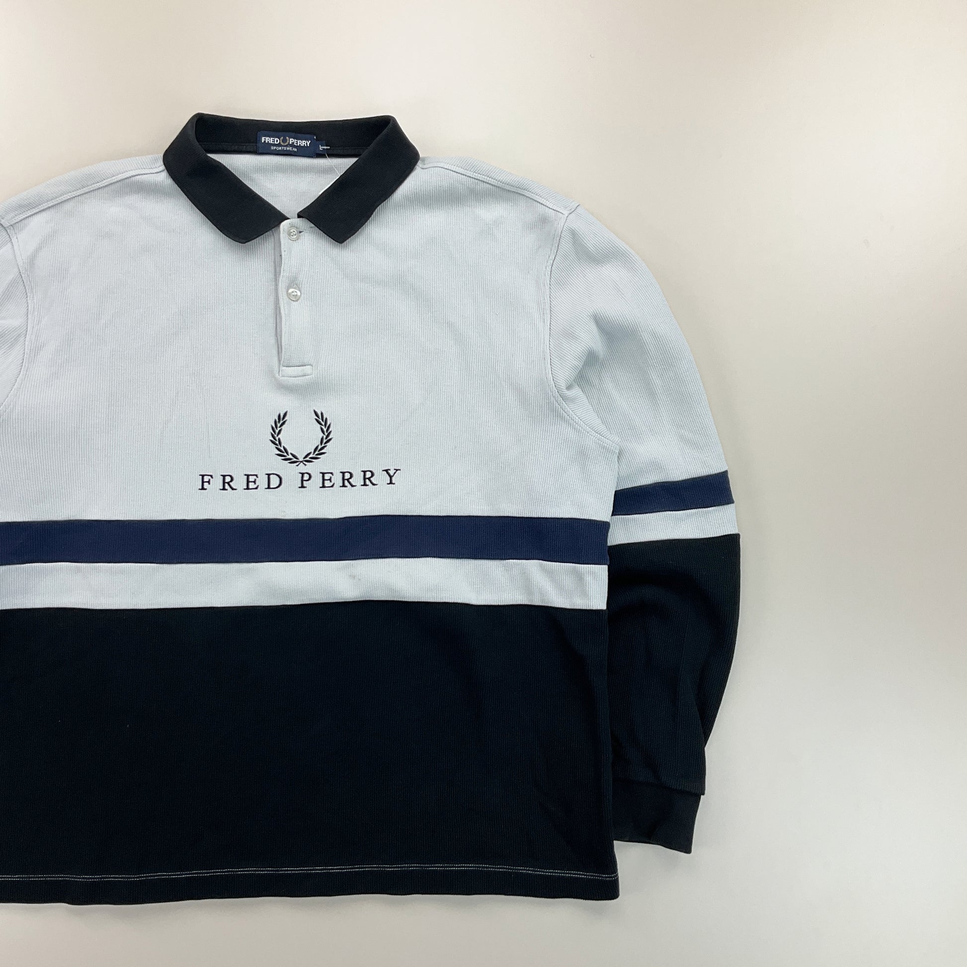 Fred Perry Spellout Polo Sweatshirt - Large-FRED PERRY-olesstore-vintage-secondhand-shop-austria-österreich