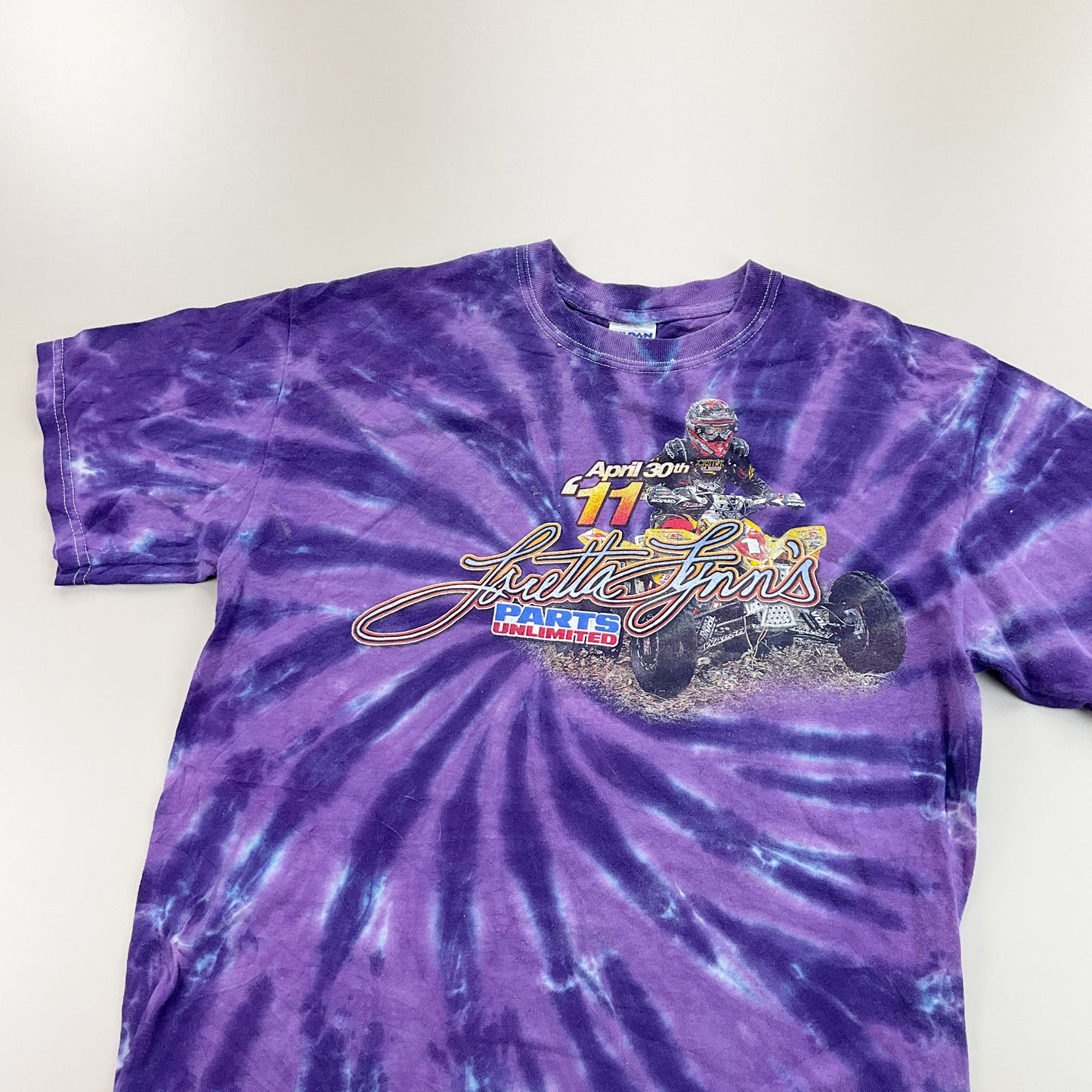 Tie Dye Racing T-Shirt - Medium-GILDAN-olesstore-vintage-secondhand-shop-austria-österreich