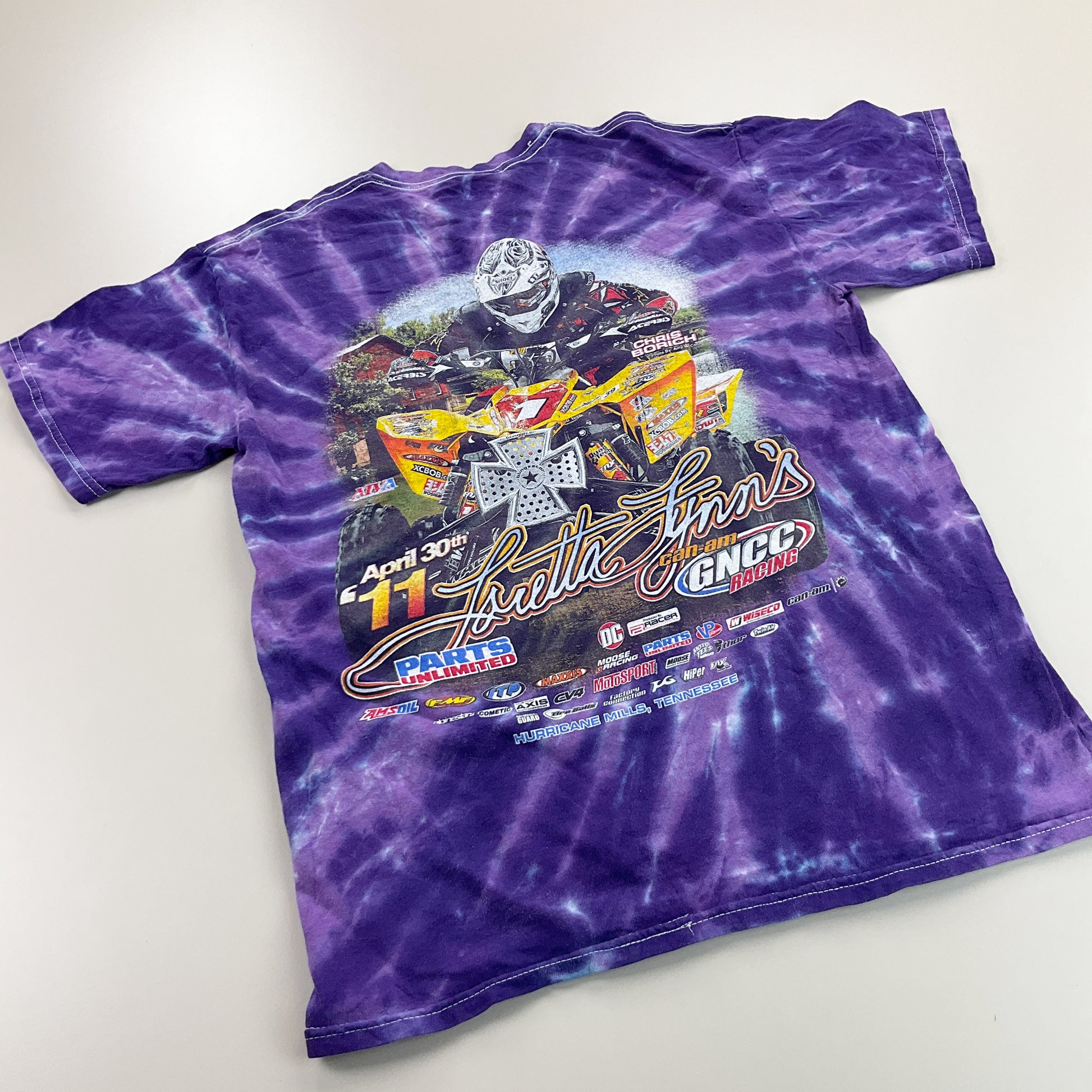 Tie Dye Racing T-Shirt - Medium-GILDAN-olesstore-vintage-secondhand-shop-austria-österreich