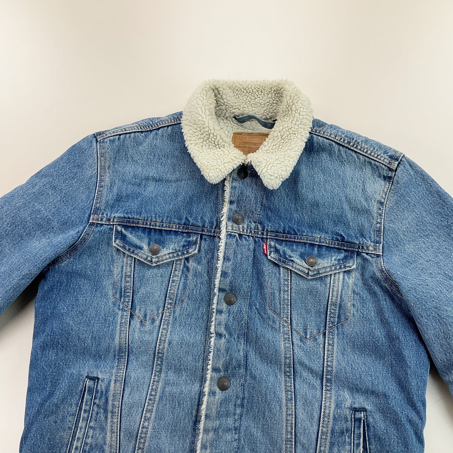 Levis Sherpa Fleece Denim Jacket - Medium-LEVI'S-olesstore-vintage-secondhand-shop-austria-österreich