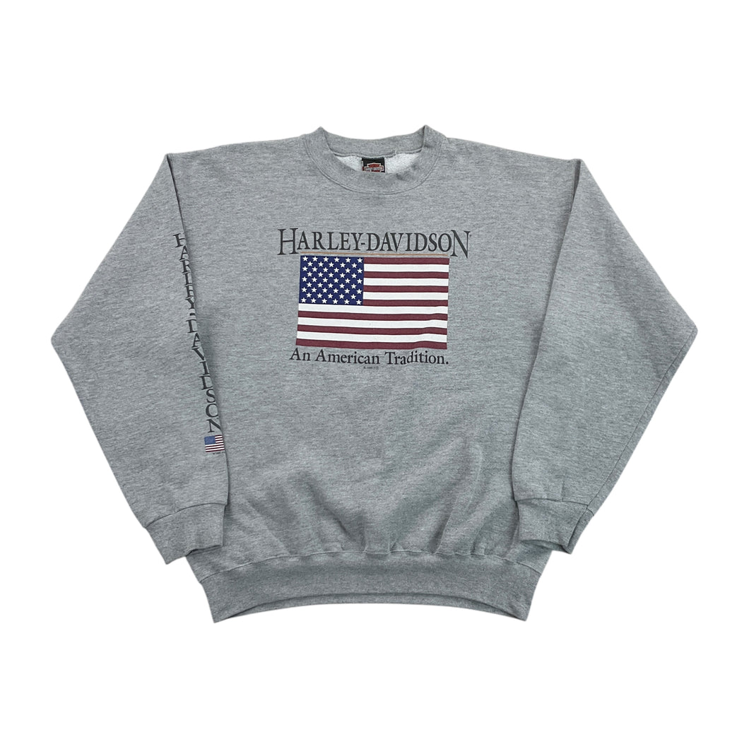 Harley Davidson 1996 US Flag Sweatshirt - Large-HARLEY DAVIDSON-olesstore-vintage-secondhand-shop-austria-österreich