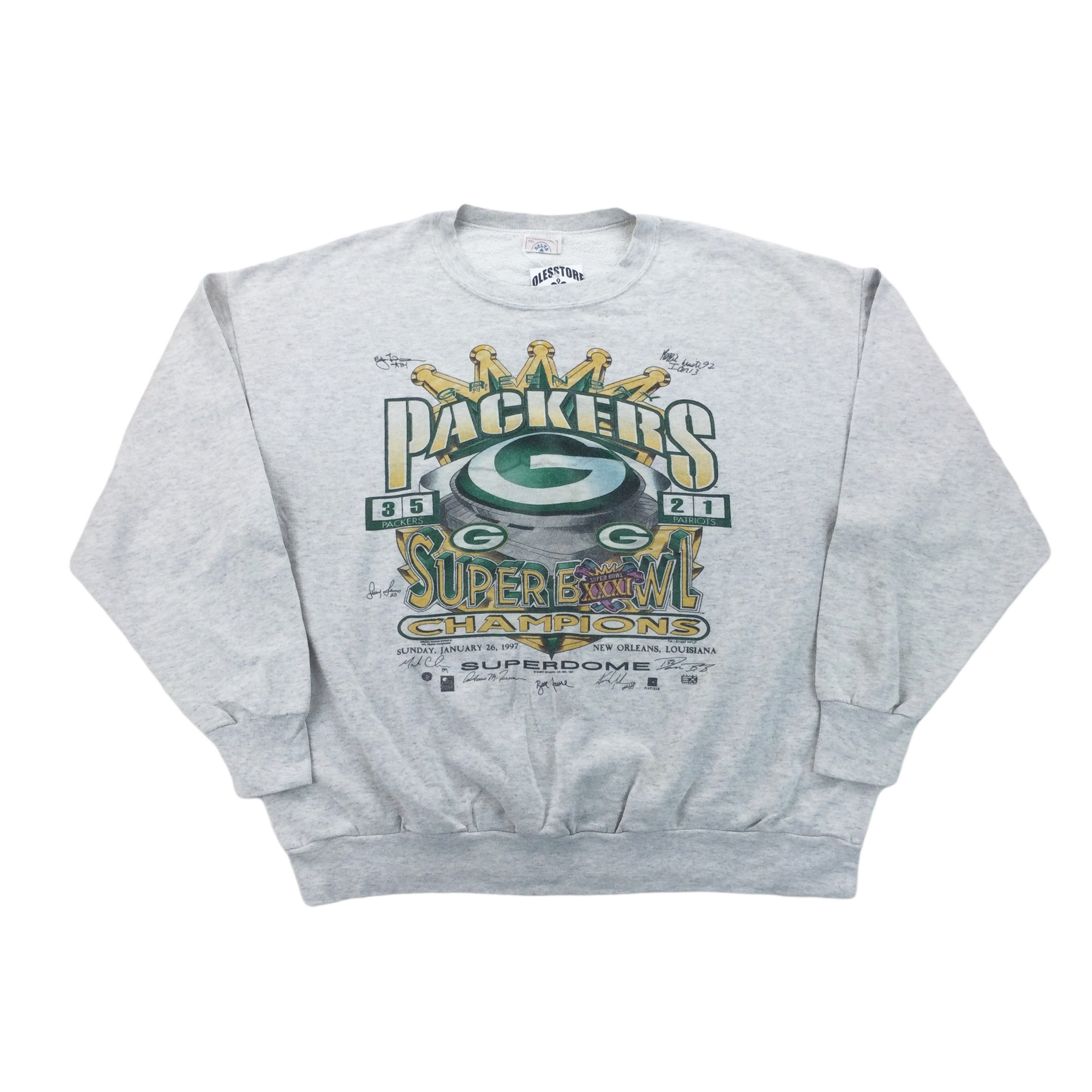 VINTAGE Green Bay Packers Sweatshirt Men Large Green Crew Neck Sweater 80s  90s