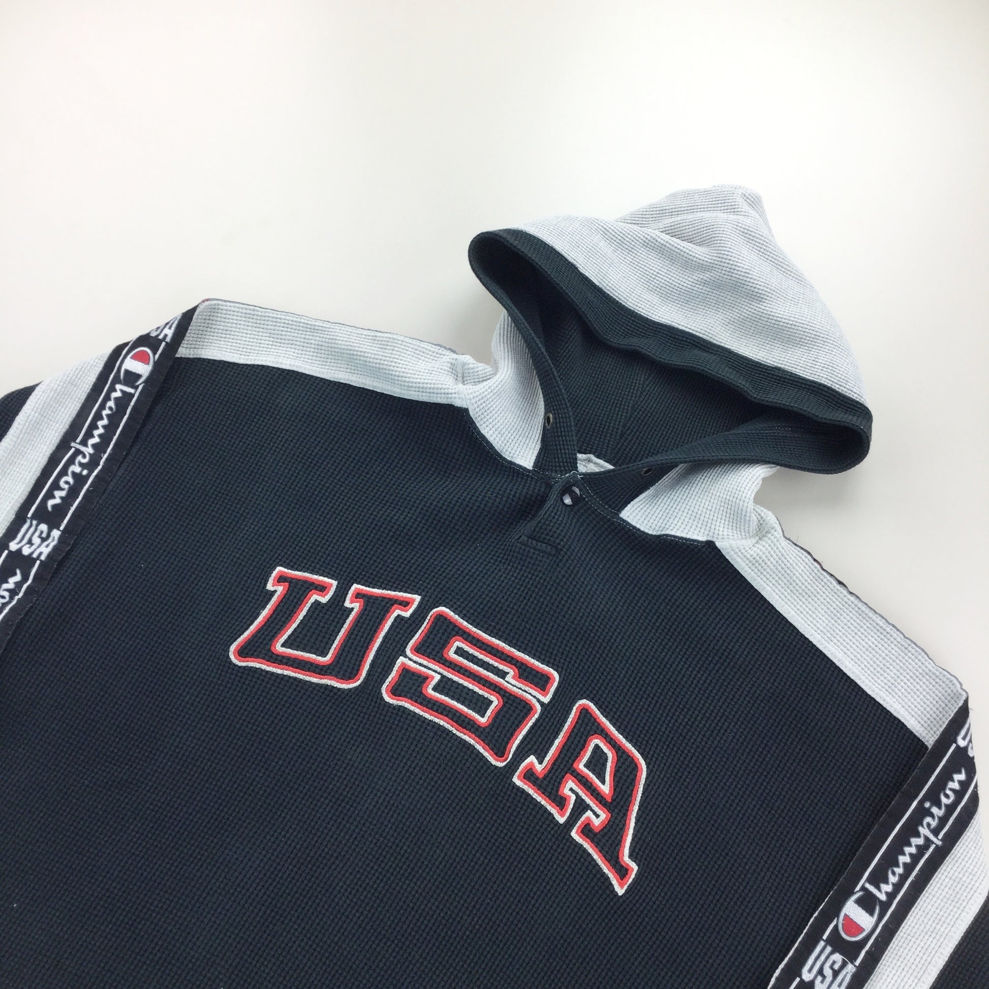 Champion USA 90s Spellout Hoodie - Large-olesstore-vintage-secondhand-shop-austria-österreich