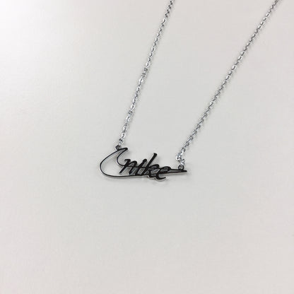 Nike Classic Cutout Silver Necklace-olesstore-vintage-secondhand-shop-austria-österreich